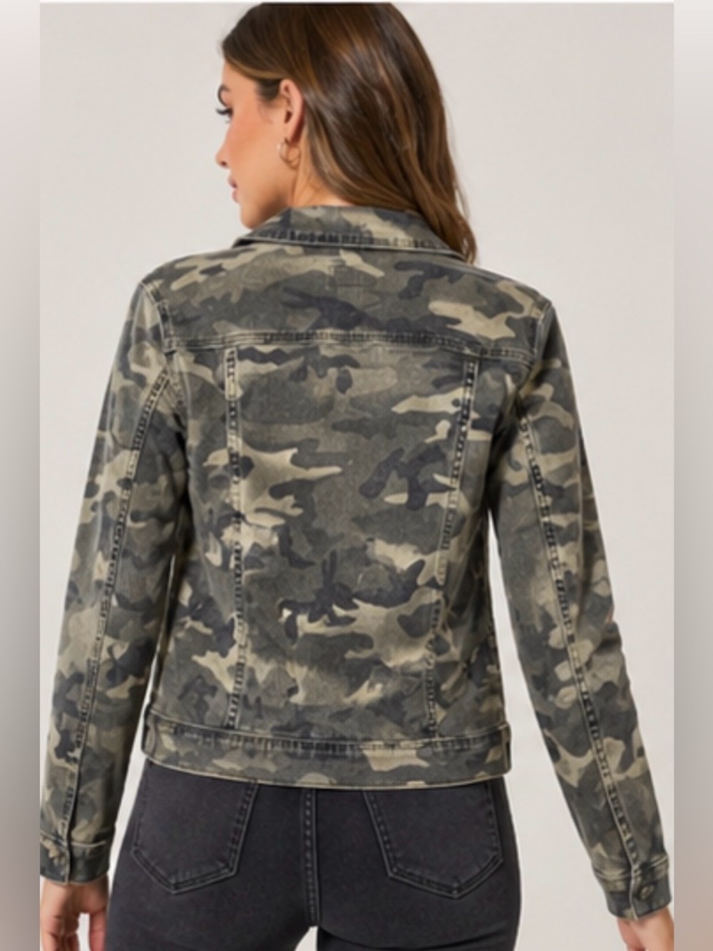 MISS ME CAMO JACKET • SIZE Small • STRETCH DENIM - Picture 3 of 13
